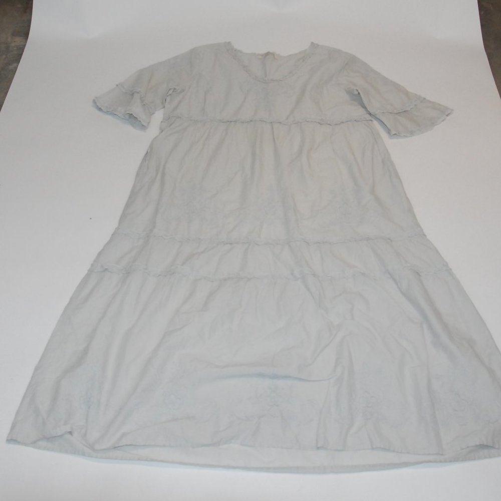 Soft Surroundings tierd light gray embroidered maxi dress